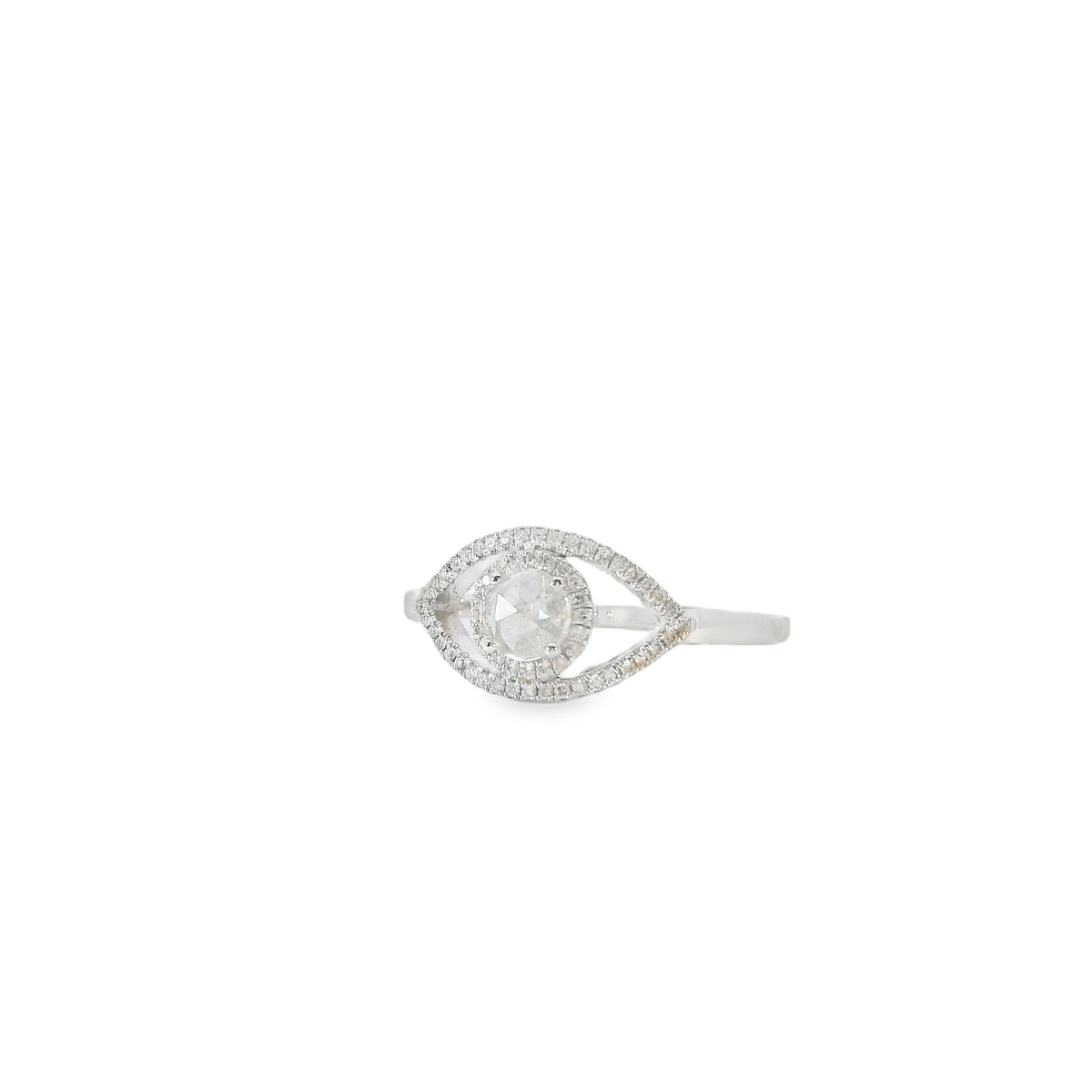 18K White Gold Diamond Evil Eye Ring by Leela Grace