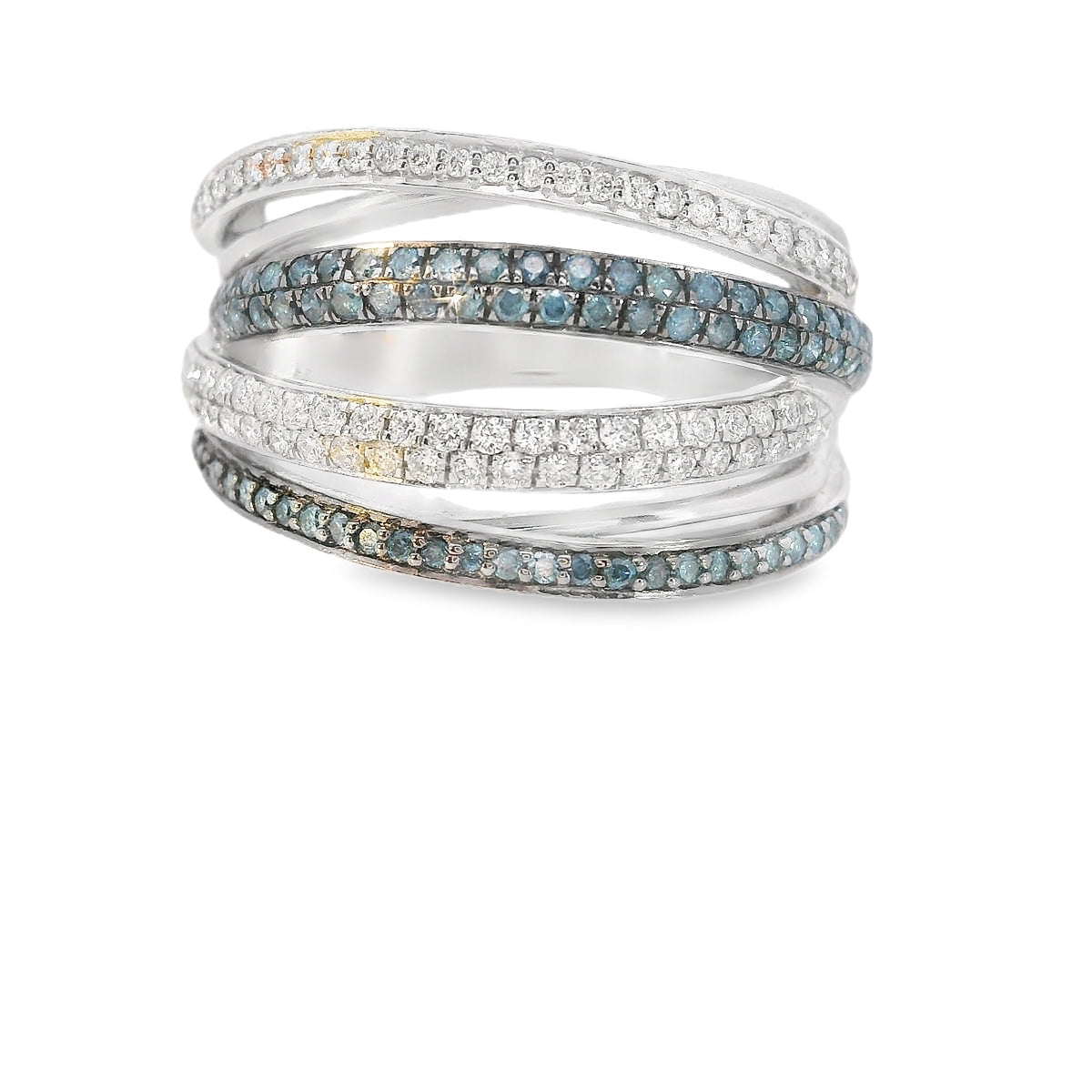 14K White Gold Blue Diamond Nest Ring by Leela Grace