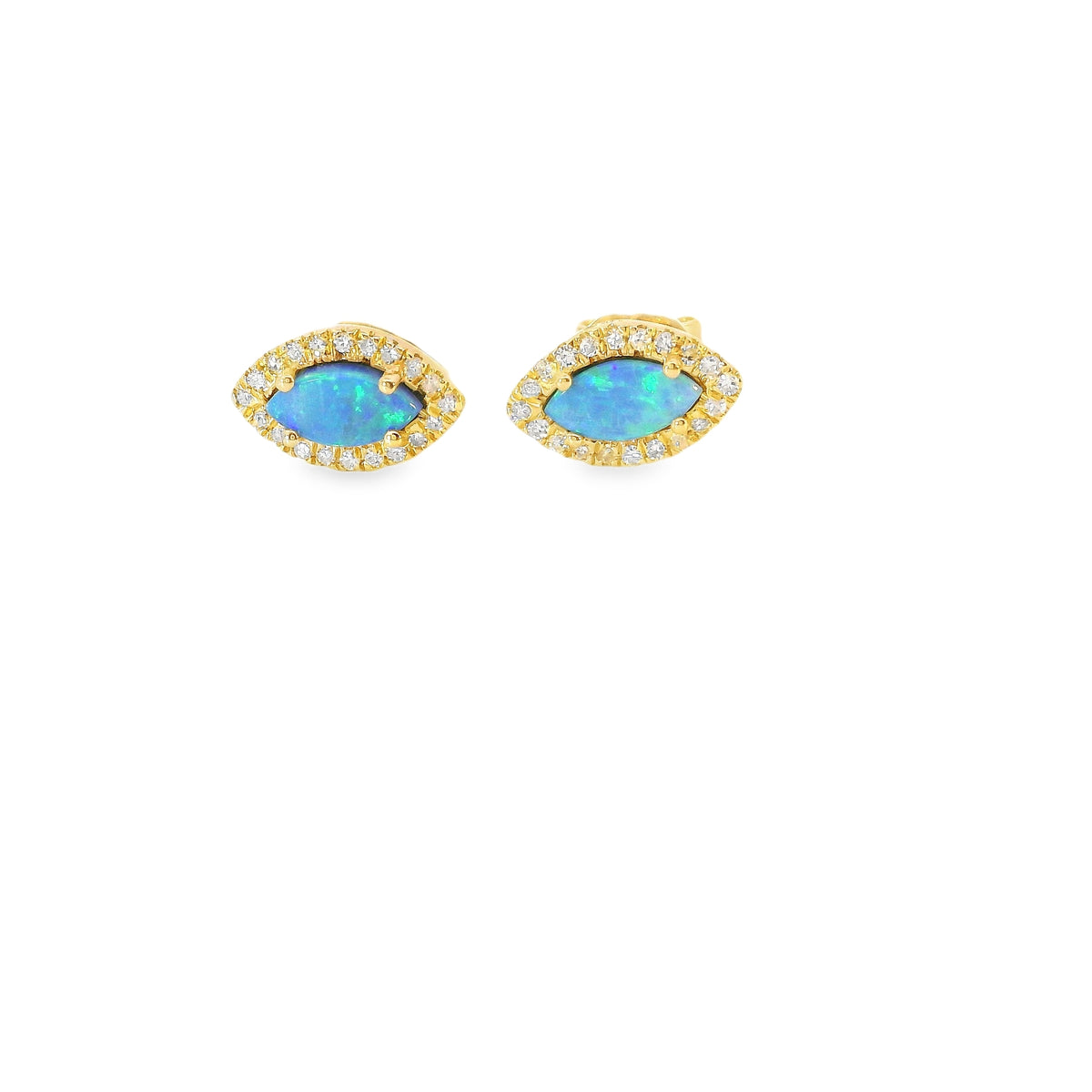 Australian Opal + Diamond Evil Eye Studs by Leela Grace