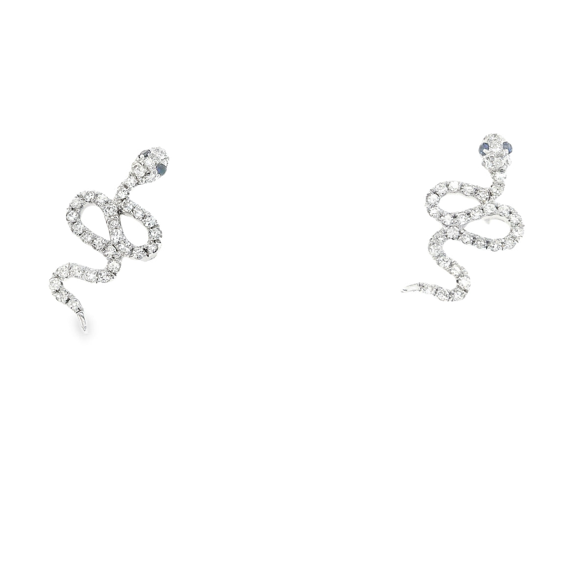 Snake Diamond + Sapphire Studs by Leela Grace