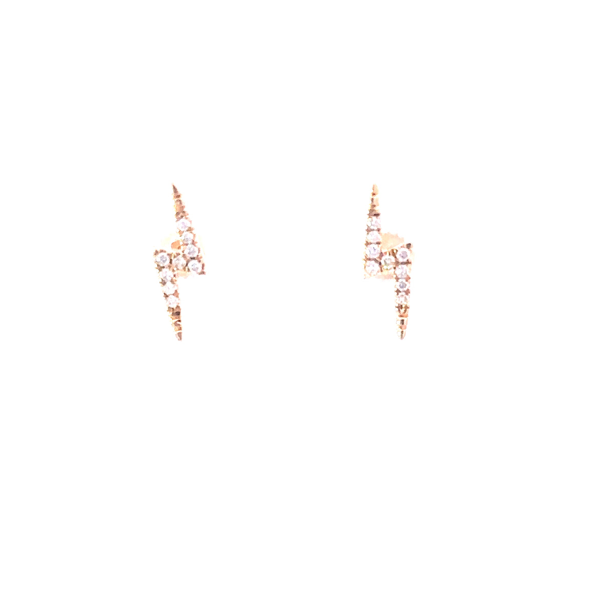 14K Yellow Gold Diamond Lightning Bolt Studs by Leela Grace