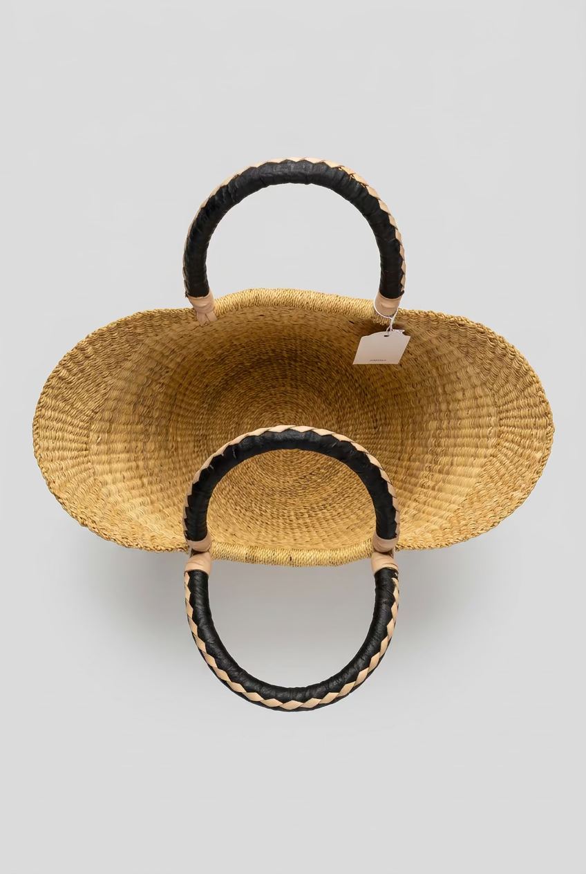 Wrapped Leather Handle Market Basket