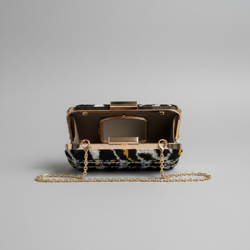 Silk Velvet Ikat Box Clutch in Animal
