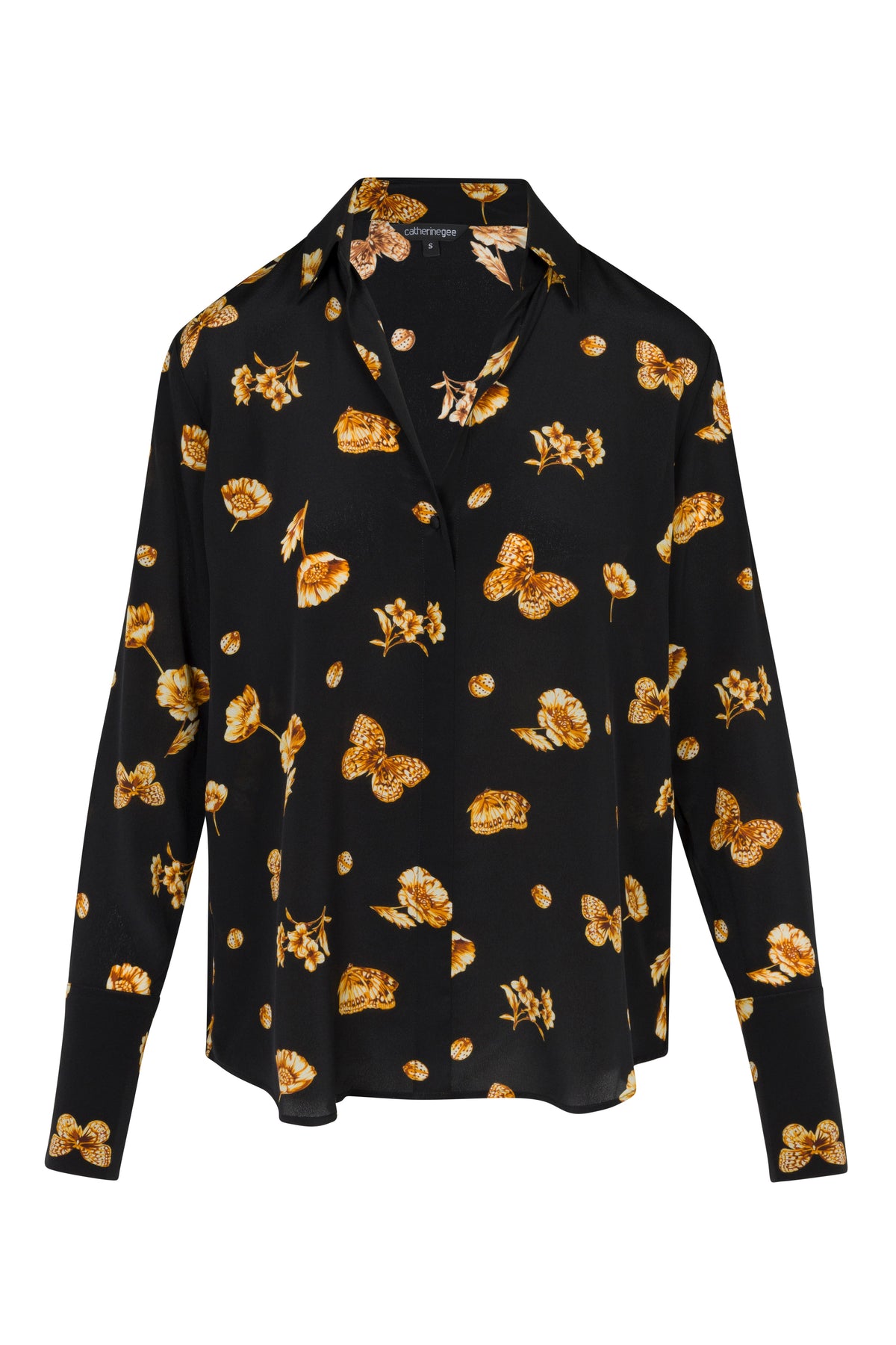 Daria French Cuff Silk Blouse in Gold Monarch by Catherine Gee