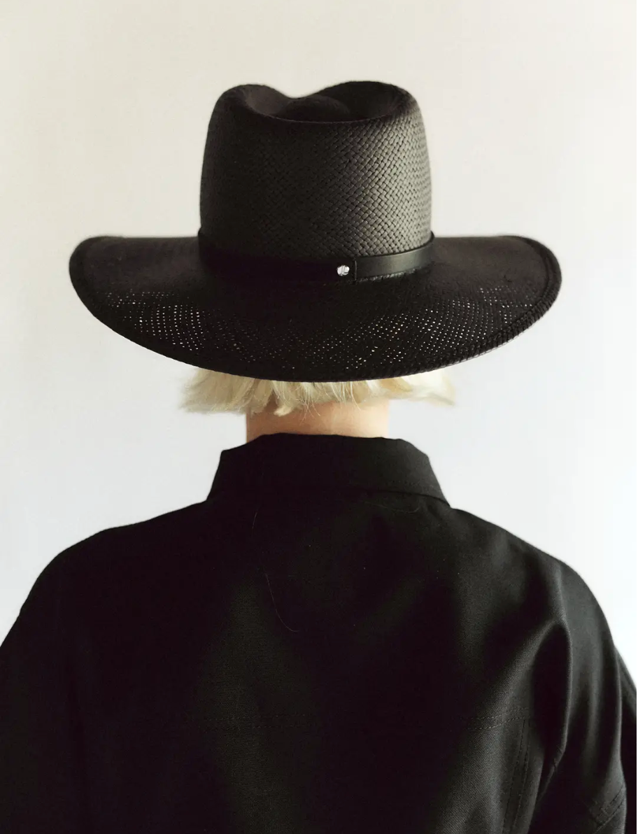 Sherman Straw Fedora in Black