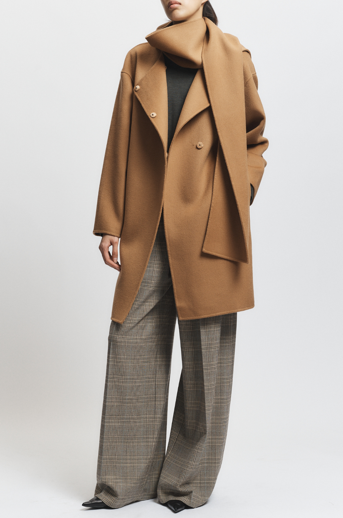 Orla Wool Scarf Coat in Camel