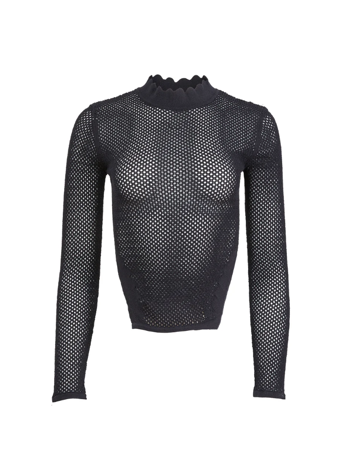Scalloped Pointelle Knit Top