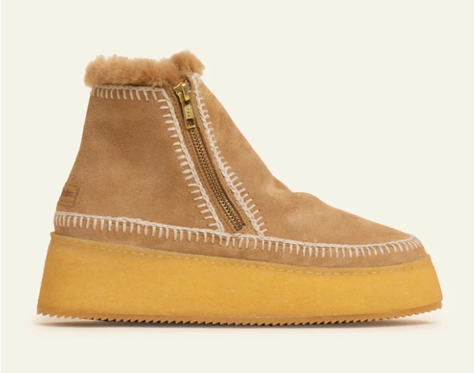 Setsu Platform Boots in Taupe Suede