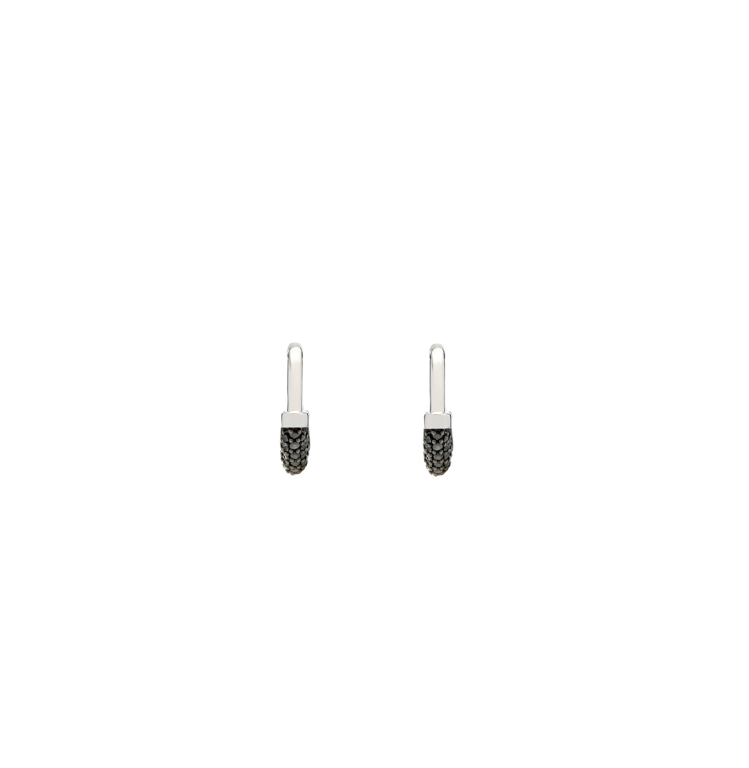 Luna X-Small Hoops in Silver with Black Diamond Pave