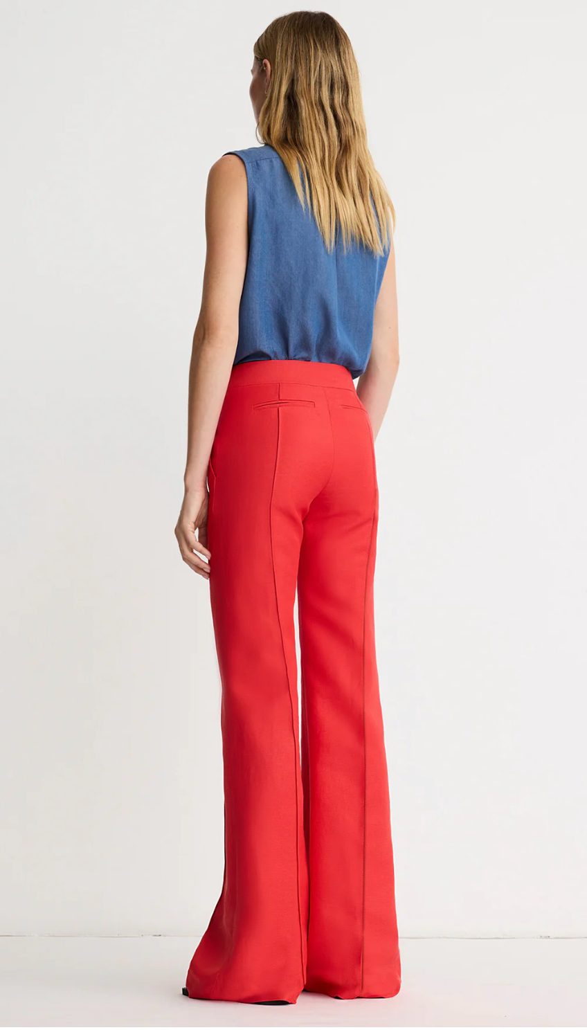 Wide Leg Pintuck Trouser in Poppy