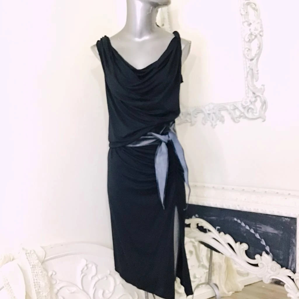 Long Grecian Twist Dress in French Navy