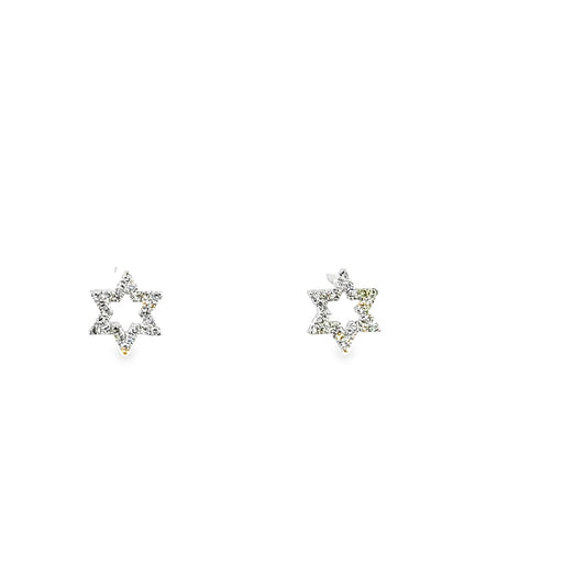 14K White Gold Diamond Star of David Studs by Leela Grace