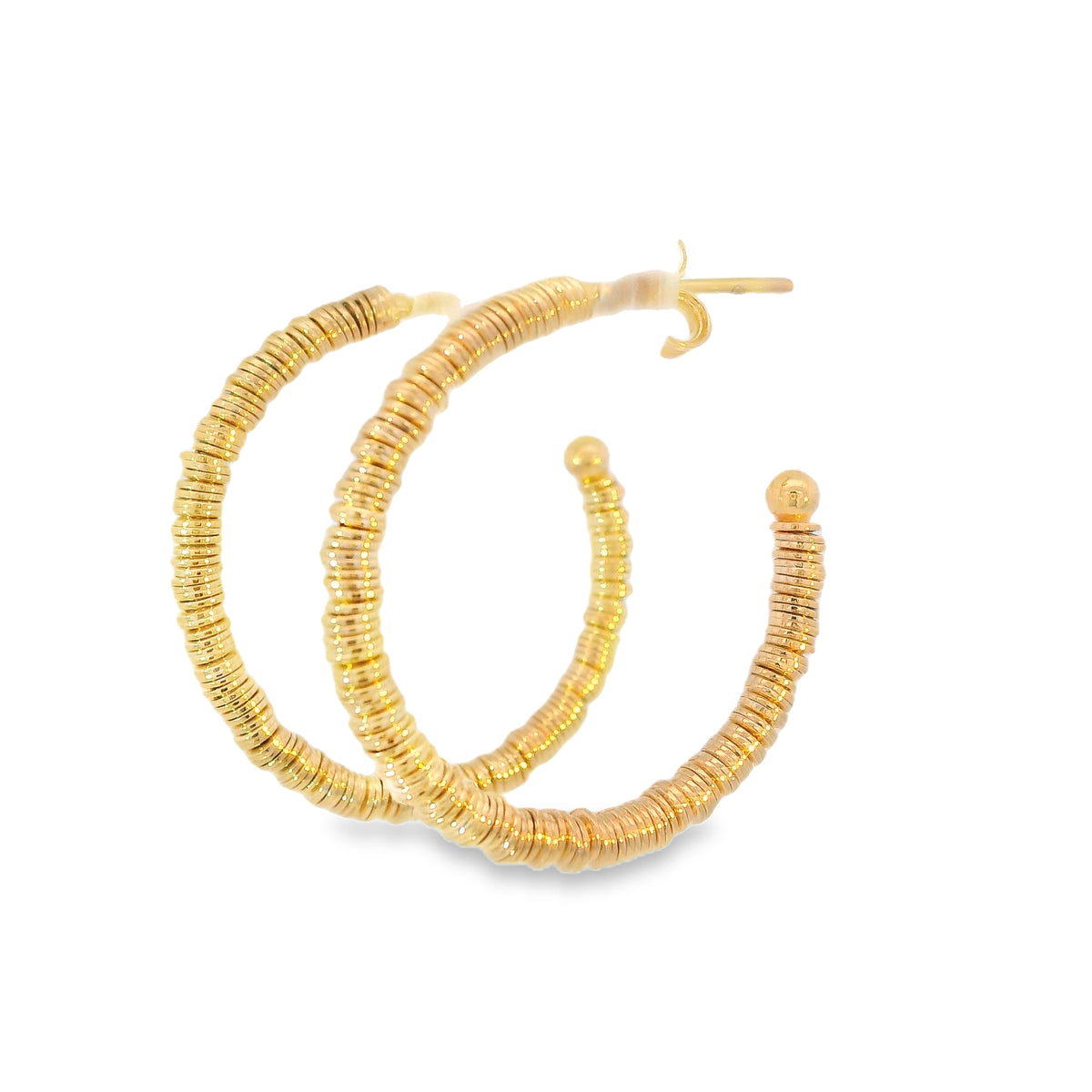 Gold Stacked Disc Hoop by Leela Grace