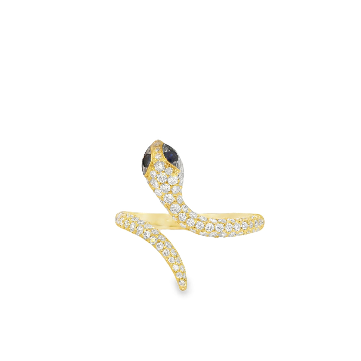 Diamond + Sapphire Snake Ring by Leela Grace