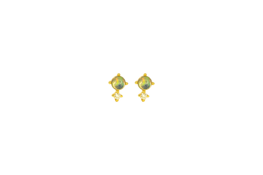 Opal and Diamond Stud Earrings by Leela Grace