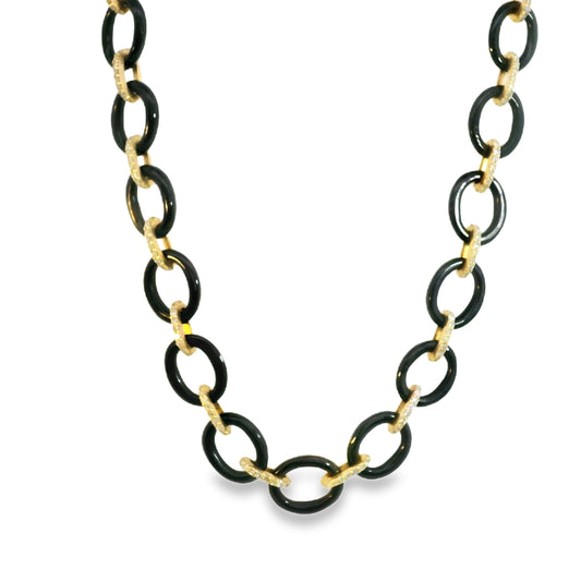 Black Onyx + Diamond Necklace by Leela Grace