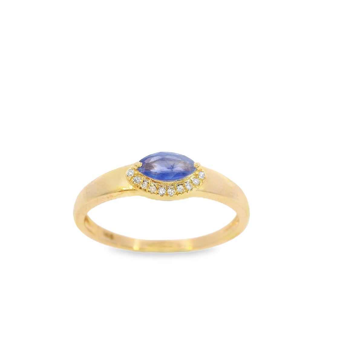 Blue Sapphire + Diamond Evil Eye Ring by Leela Grace