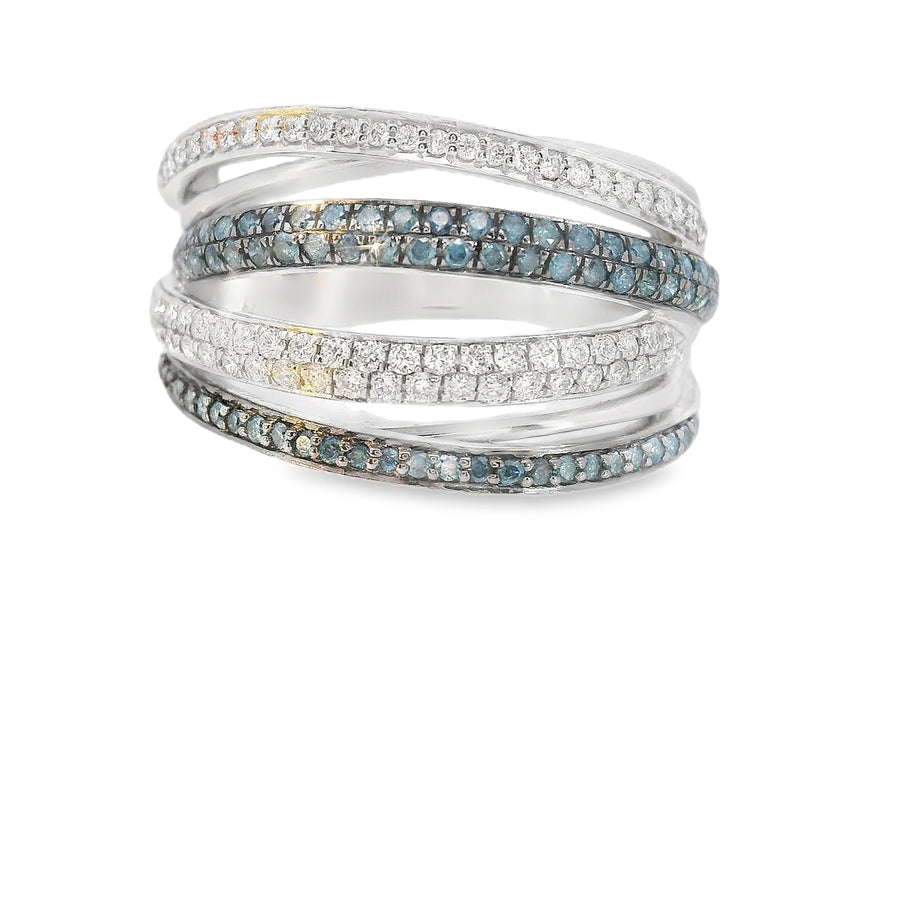 14K White Gold Blue Diamond Nest Ring by Leela Grace