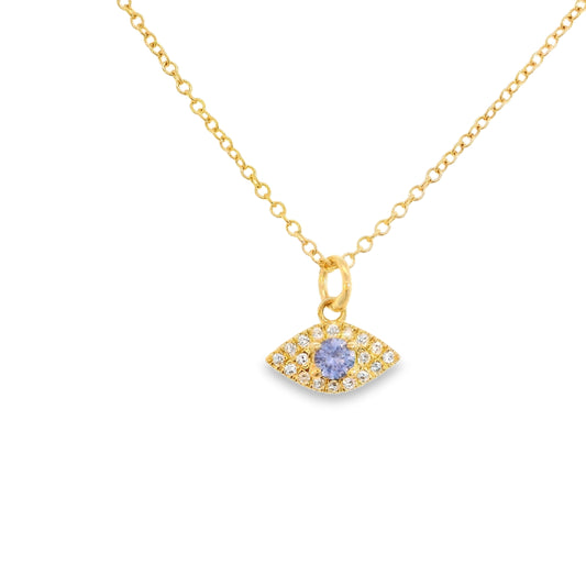 Sapphire + Diamond Evil Eye Necklace by Leela Grace