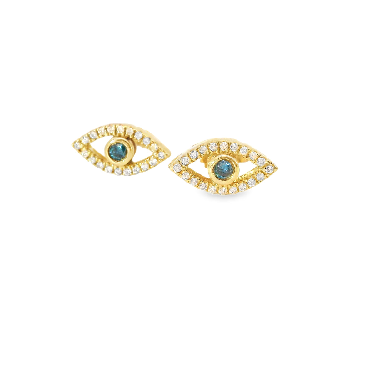 Blue Diamond Evil Eye Studs by Leela Grace