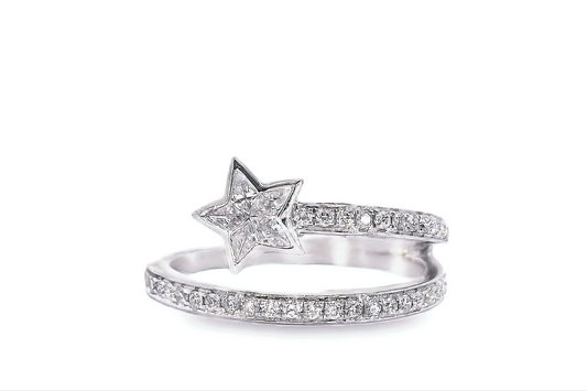 18K White Gold Shooting Star Diamond Ring by Leela Grace