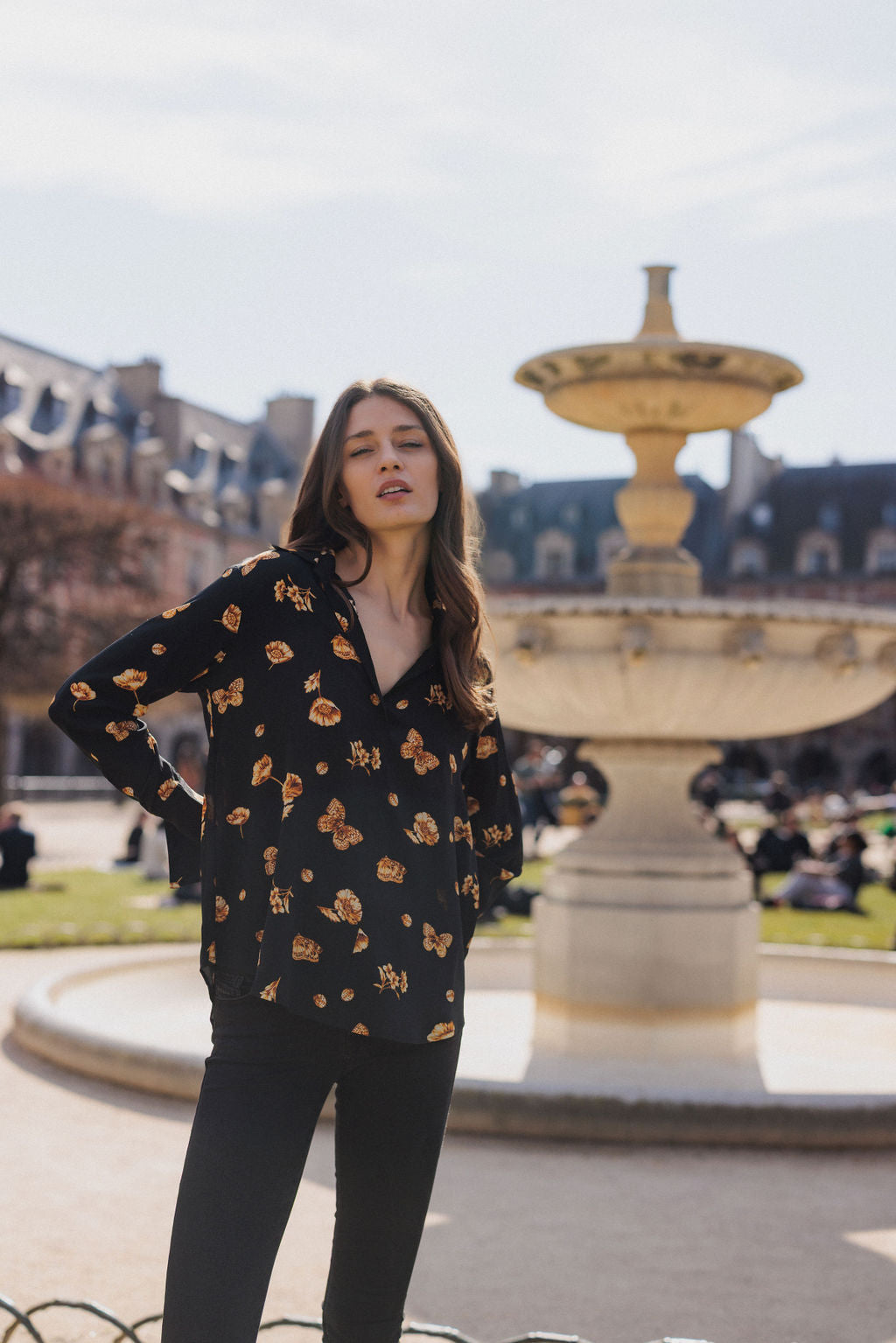 Daria French Cuff Silk Blouse in Gold Monarch by Catherine Gee