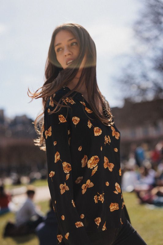 Daria French Cuff Silk Blouse in Gold Monarch by Catherine Gee