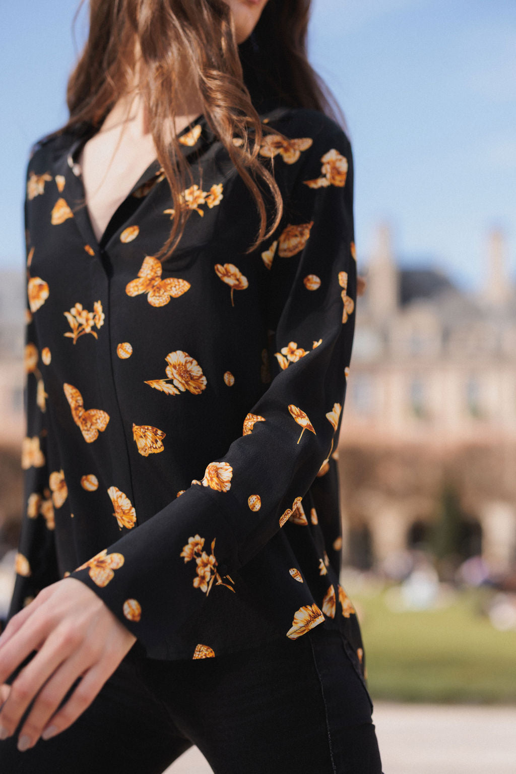 Daria French Cuff Silk Blouse in Gold Monarch by Catherine Gee