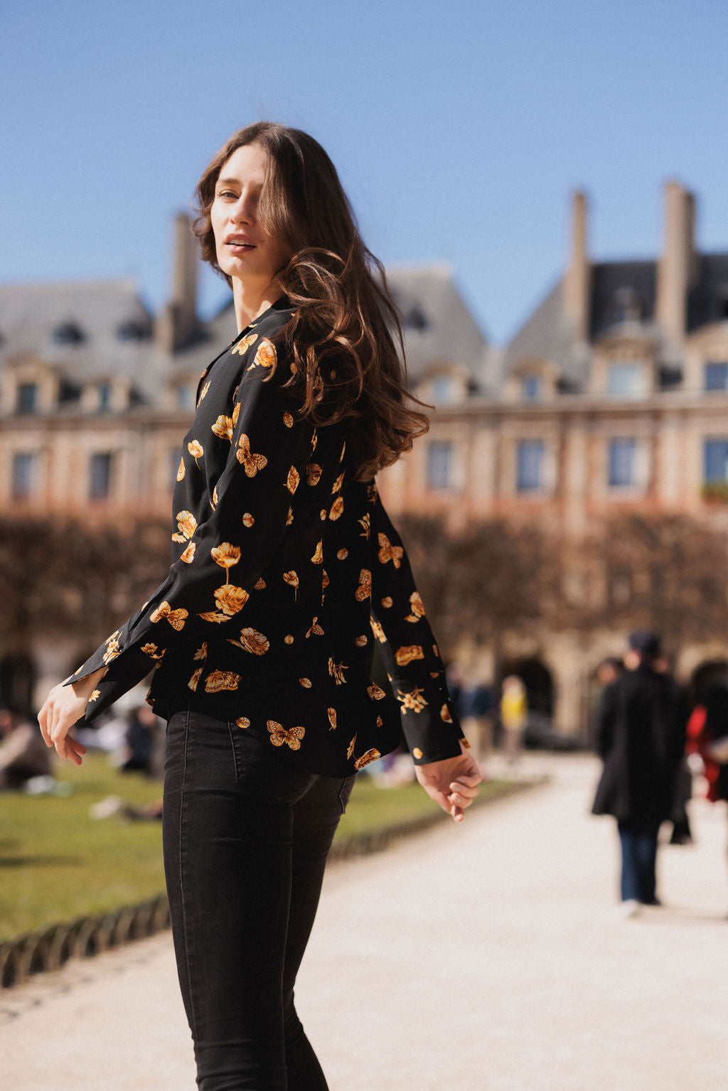 Daria French Cuff Silk Blouse in Gold Monarch by Catherine Gee