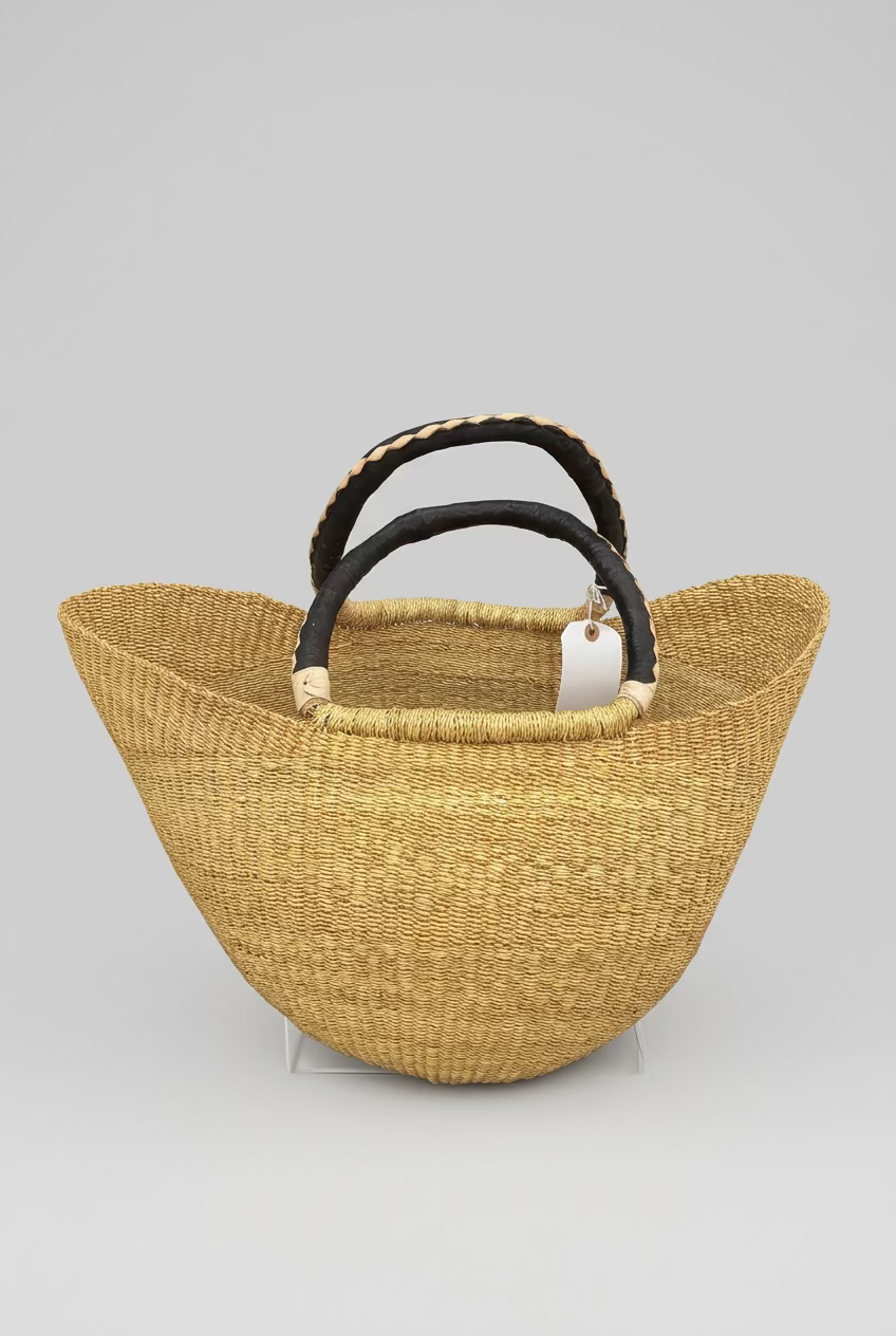 Wrapped Leather Handle Market Basket