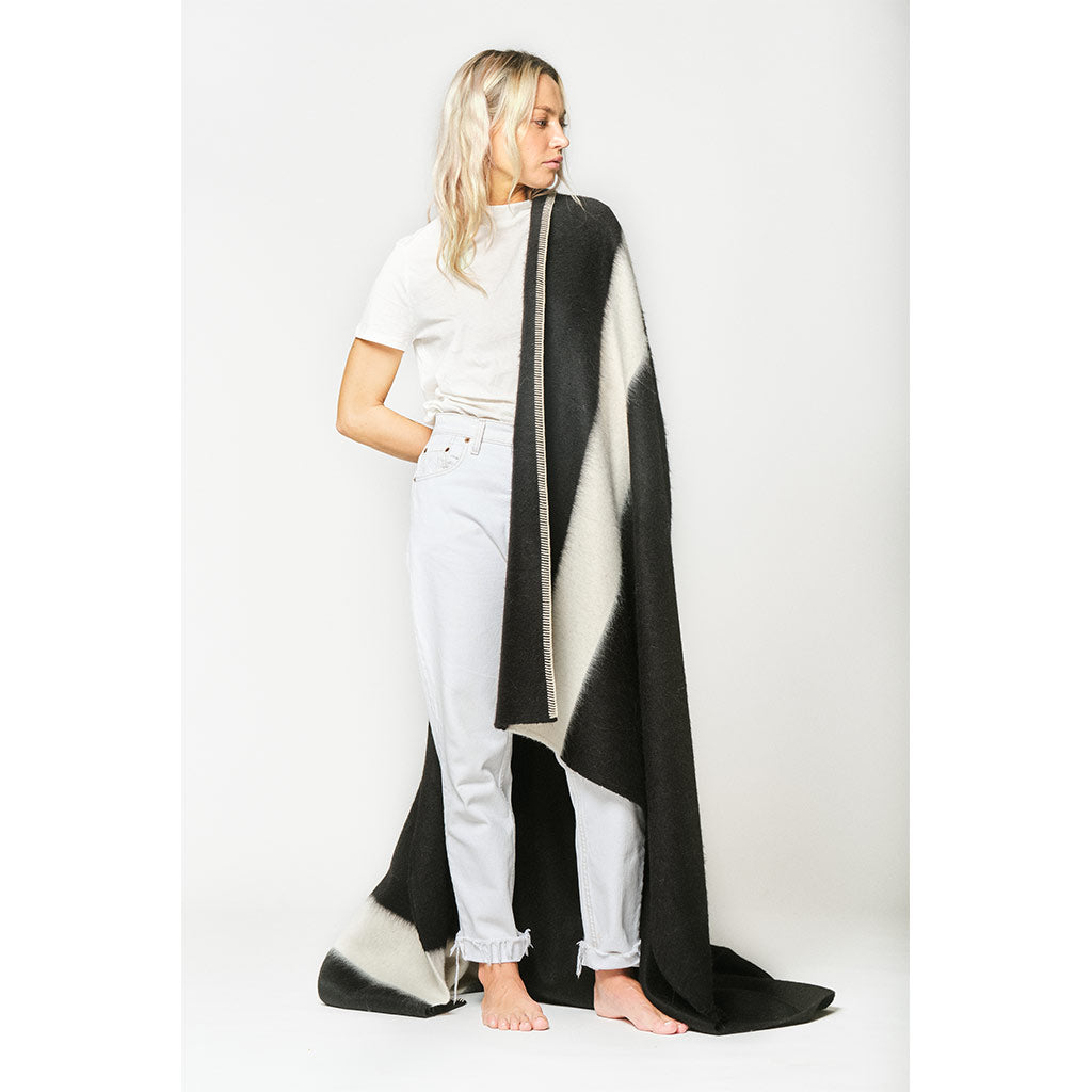The Siempre Recycled Queen Blanket in Black by Blacksaw