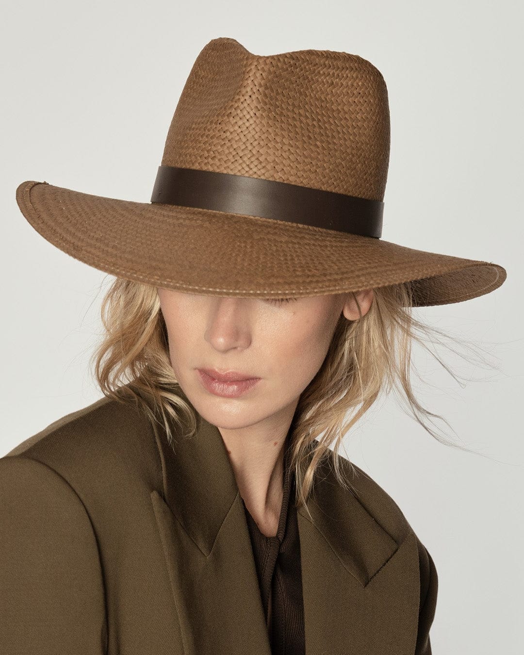 Zoe Straw Fedora in Brown by Janessa Leone