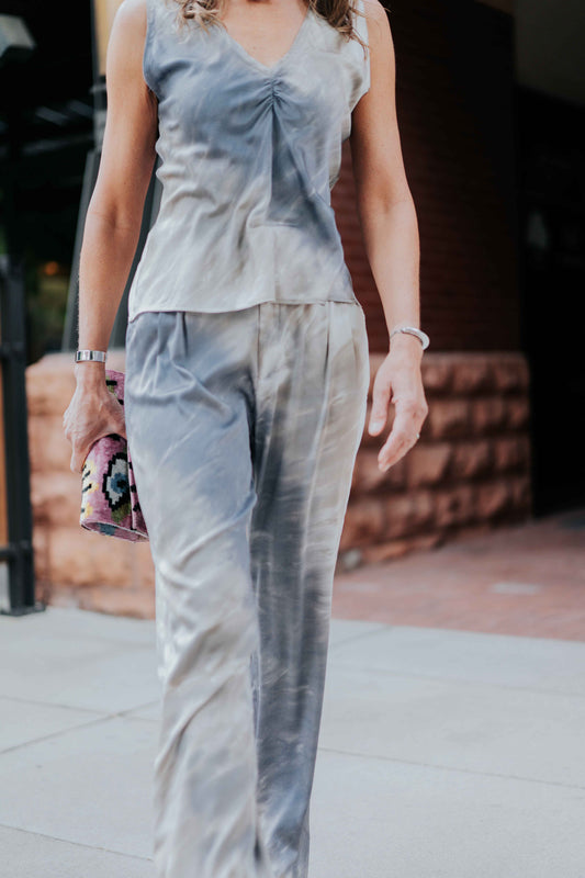 High Waisted Pleated Pant in Sand