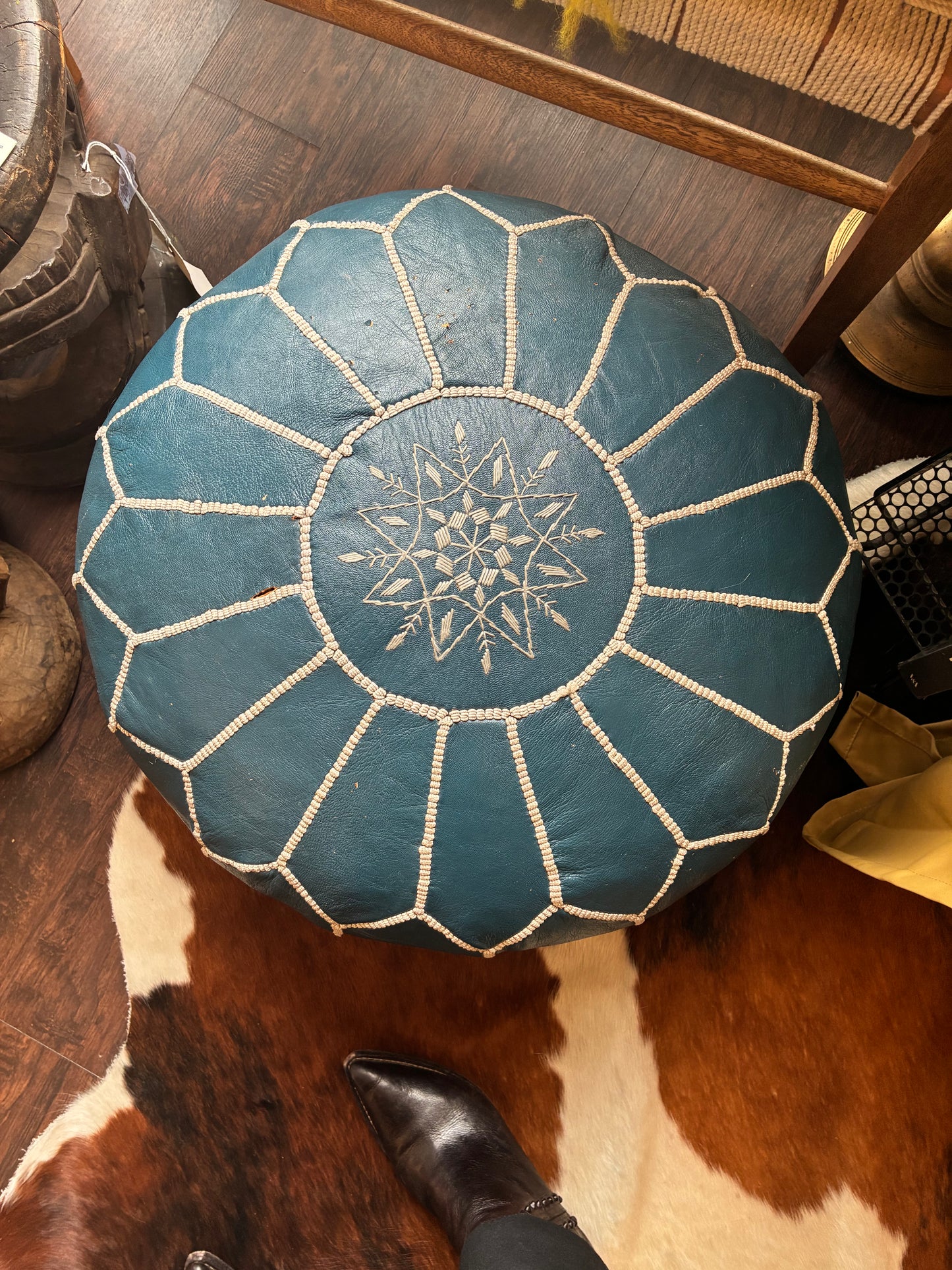 Moroccan Leather Pouf