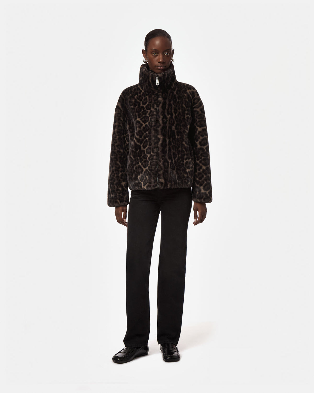 Apparis Brooks Leopard Coat in Dark Leopard