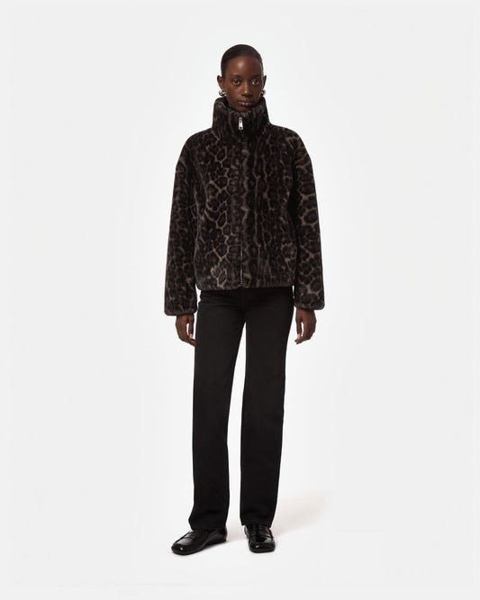Apparis Brooks Leopard Coat in Dark Leopard