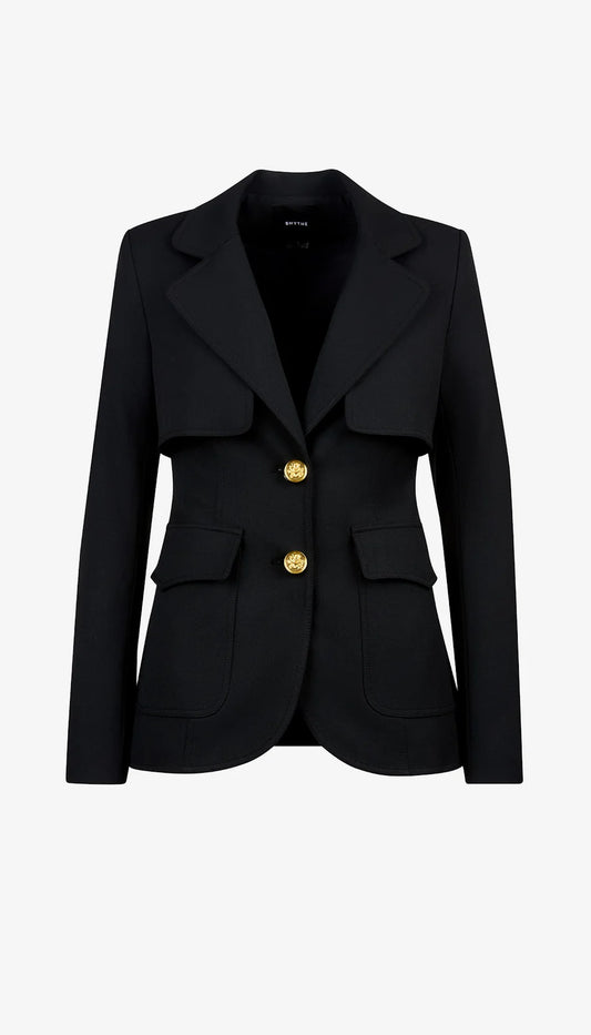 Storm Flap Blazer in Deep Black