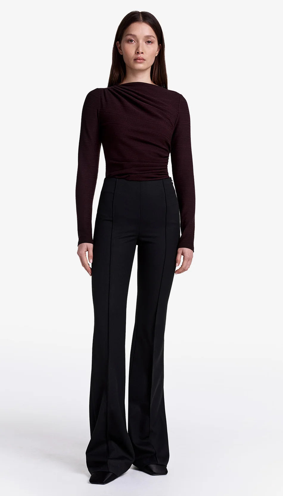 Pintuck Flare Pant in Deep Black
