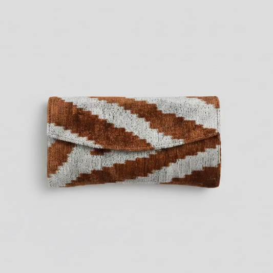 Silk Velvet Structured Clutch in Light Tiger