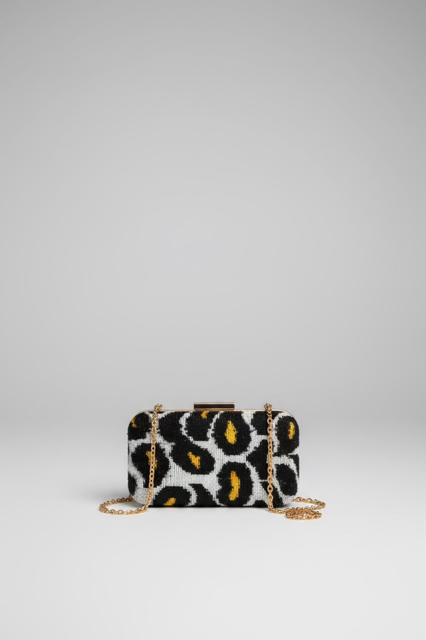 Silk Velvet Ikat Box Clutch in Animal