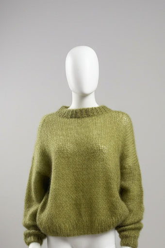 Mohair Relaxed Fit Pullover in Muddy Green