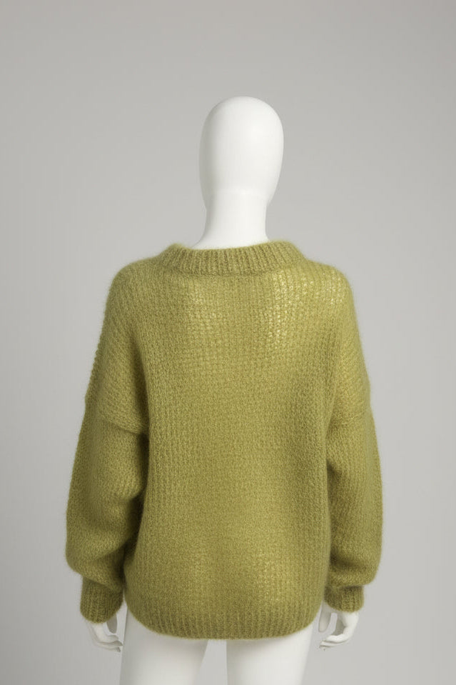 Mohair Relaxed Fit Pullover in Muddy Green