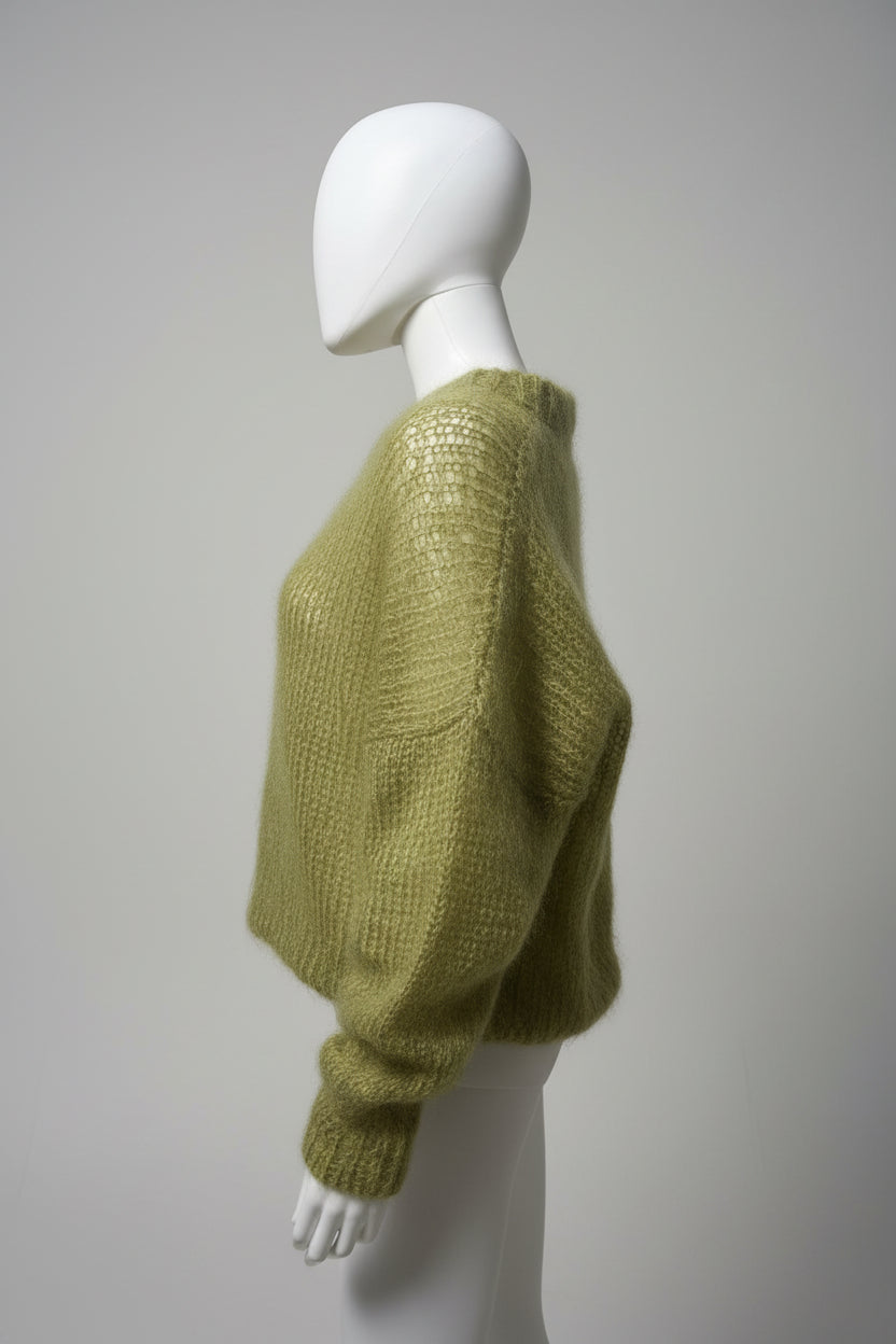 Mohair Relaxed Fit Pullover in Muddy Green