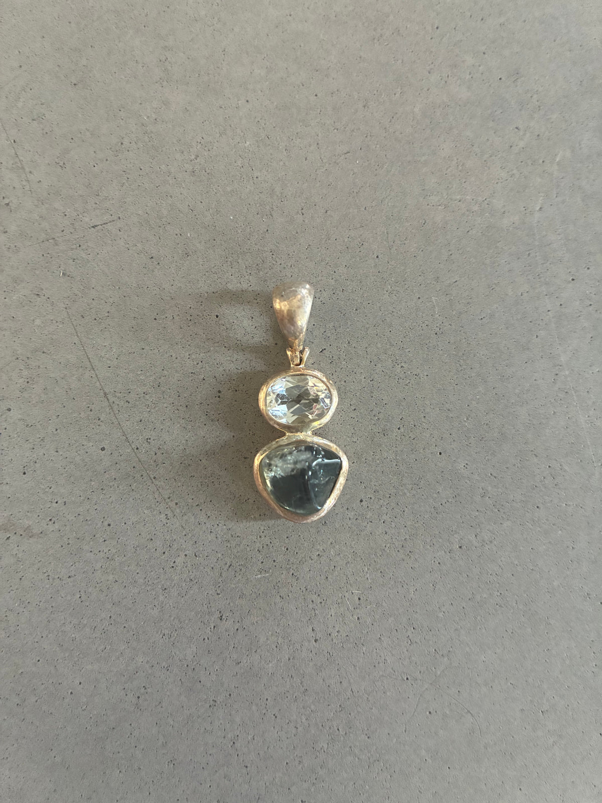 Sterling Silver, Tourmaline and White Topaz Drop Pendant