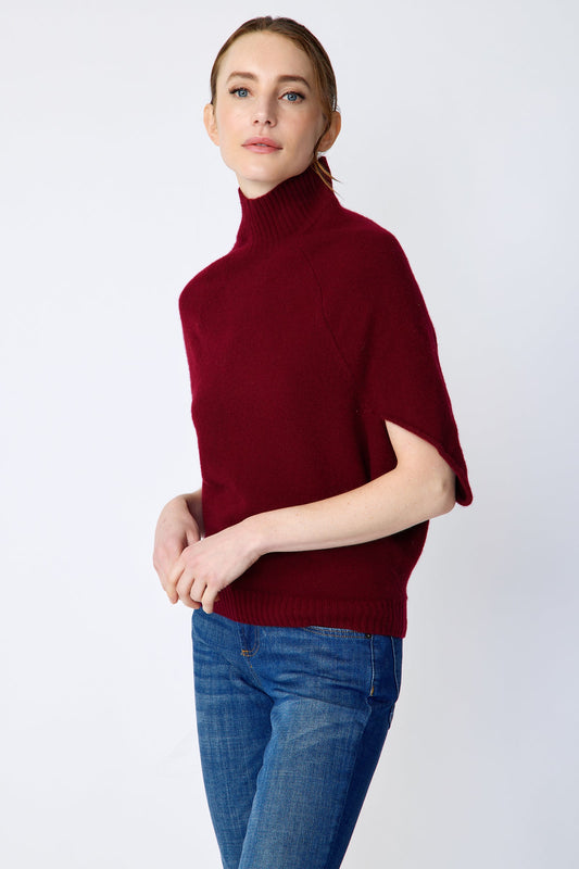 Cashmere Cape Sweater in Bordeaux by KAL RIEMAN