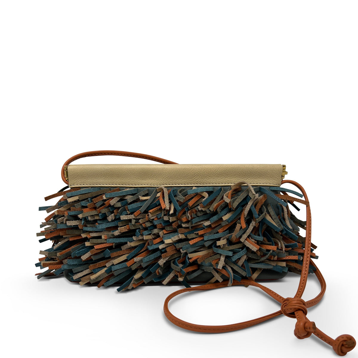 Cheltenham Snap Crossbody Clutch in Multi Fringe by Kempton & Co.