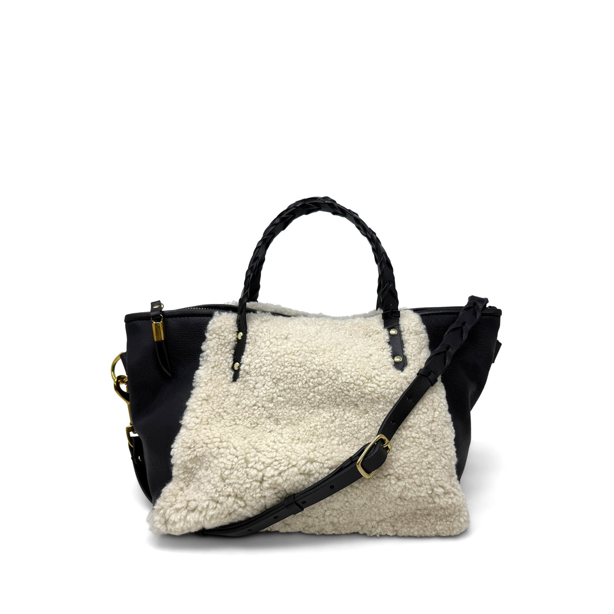 Devon Holdall in Natural Shearling and Black by Kempton & Co.