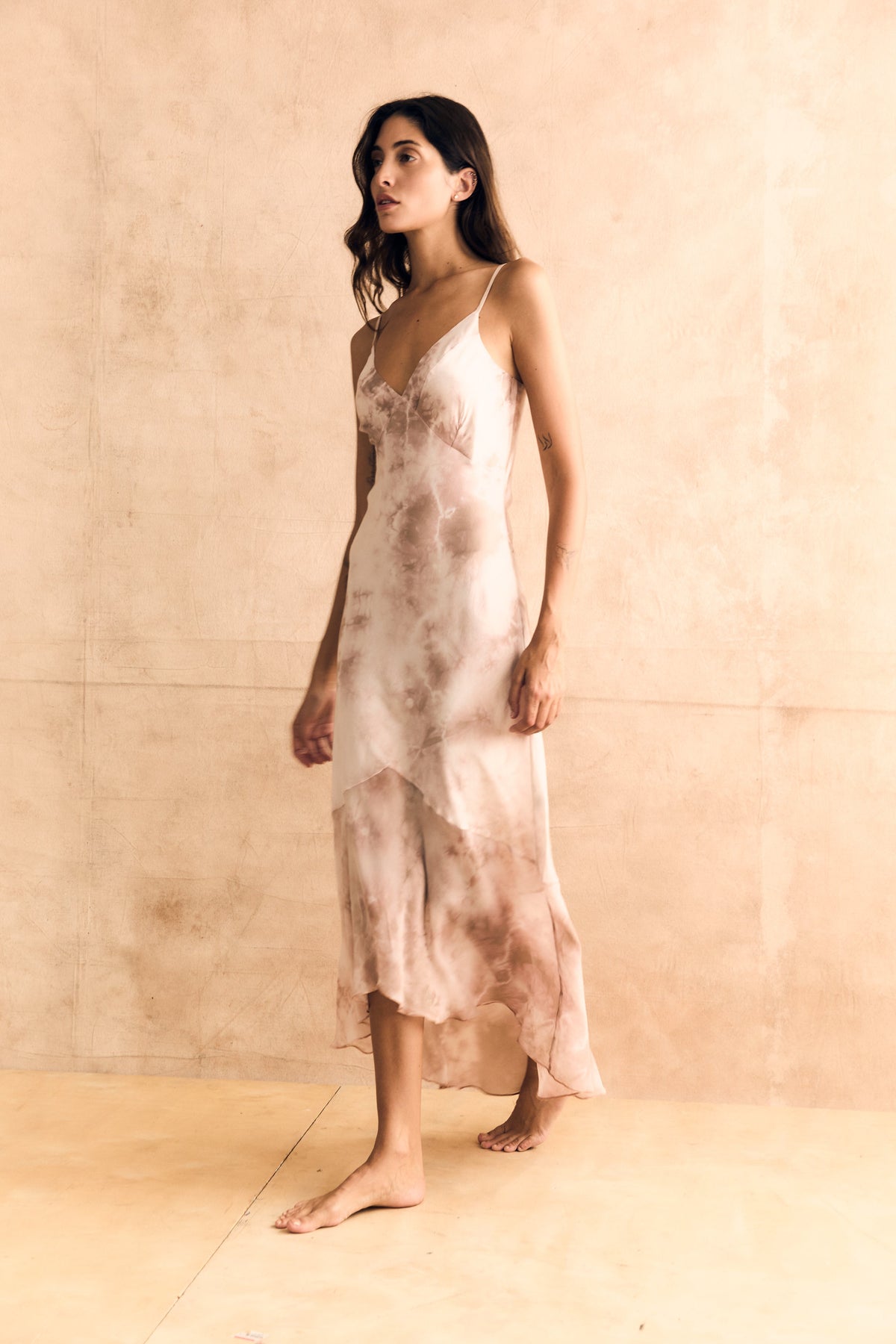 Paneled Slip Dress in Rose Cloud by Michelle Jonas