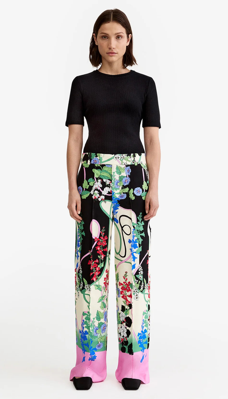 Low Rise Slouch Pant in Graphic Botanical