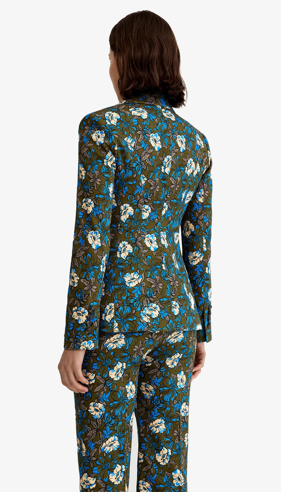 Seamed Blazer in Floral Olive